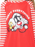 Looney Tunes Girls Christmas Pajamas with Tweety Bird and Sylvester Cat Merry Everything Raglan