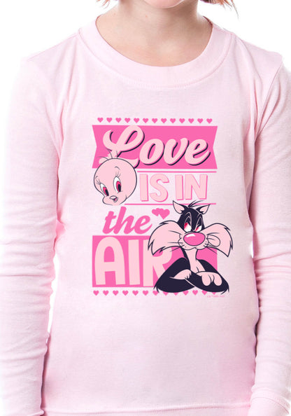 Looney Tunes Girls' Tweety Bird Love Is In The Air 2 Piece Tight Fit Youth Pajama Set