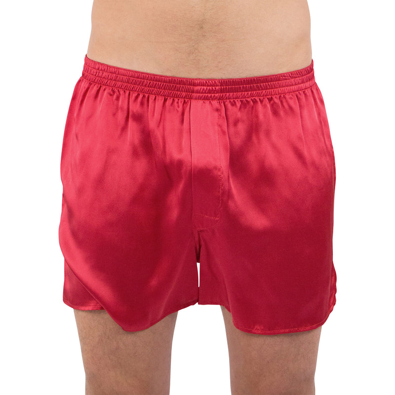 Intimo Mens Classic Silk Boxers, Cherry, Small