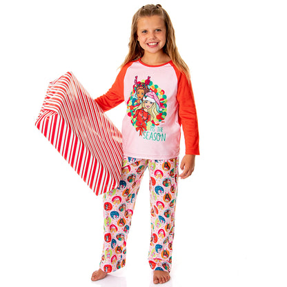 Barbie Girls' Christmas Santa Characters Tis The Season Sleep Pajama Set