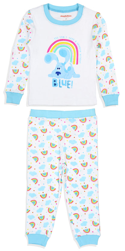 Nickelodeon Toddler Girls' Blue's Clues Rainbow Sleep Raglan Pajama Set