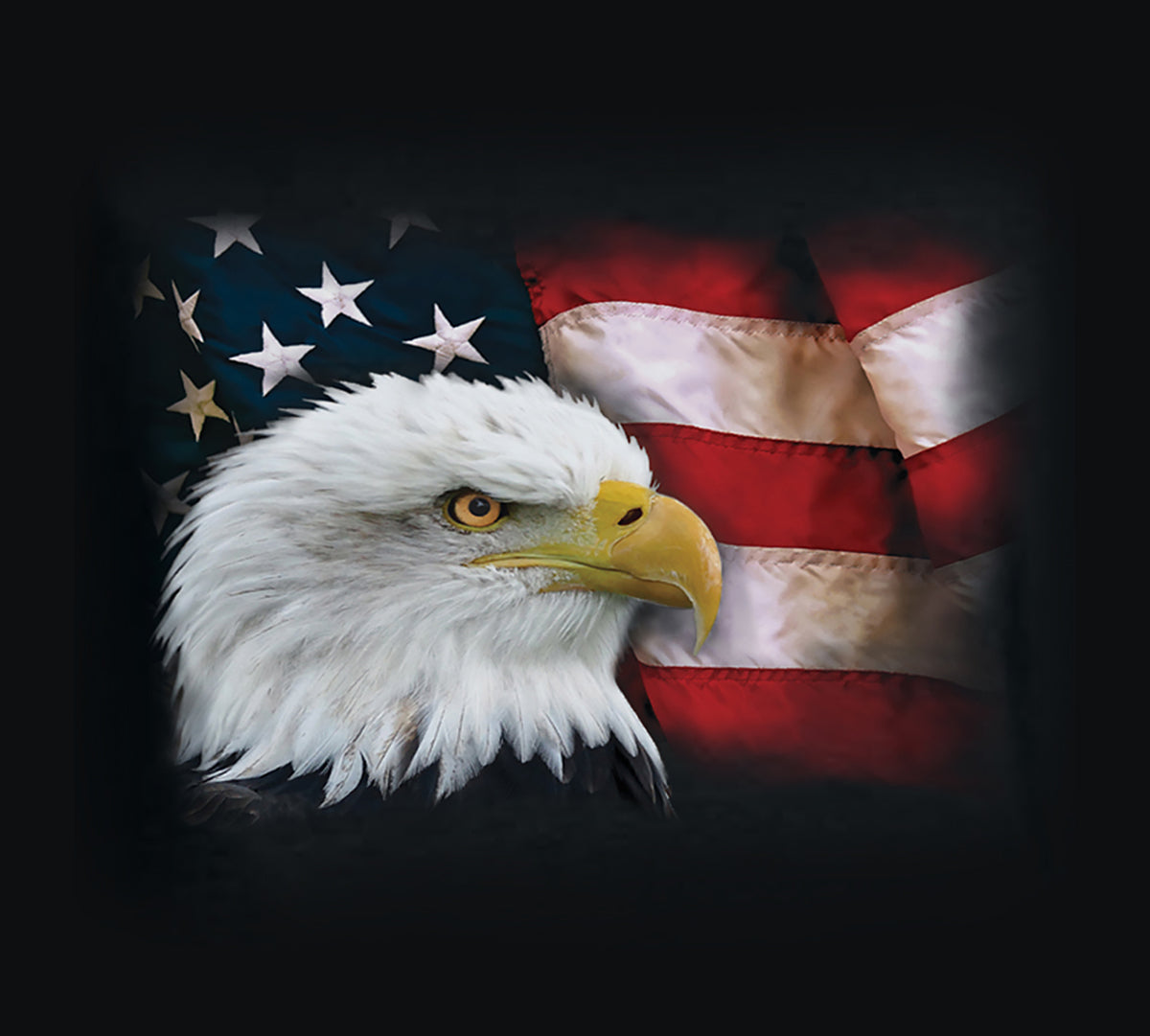 Patriotic American Flag Shirt Womens American Bald Eagle Black Tee Large