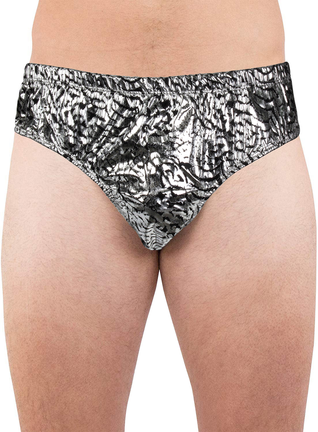 Intimo Mens Silver Tiger Animal Print Bikini Brief Underwear