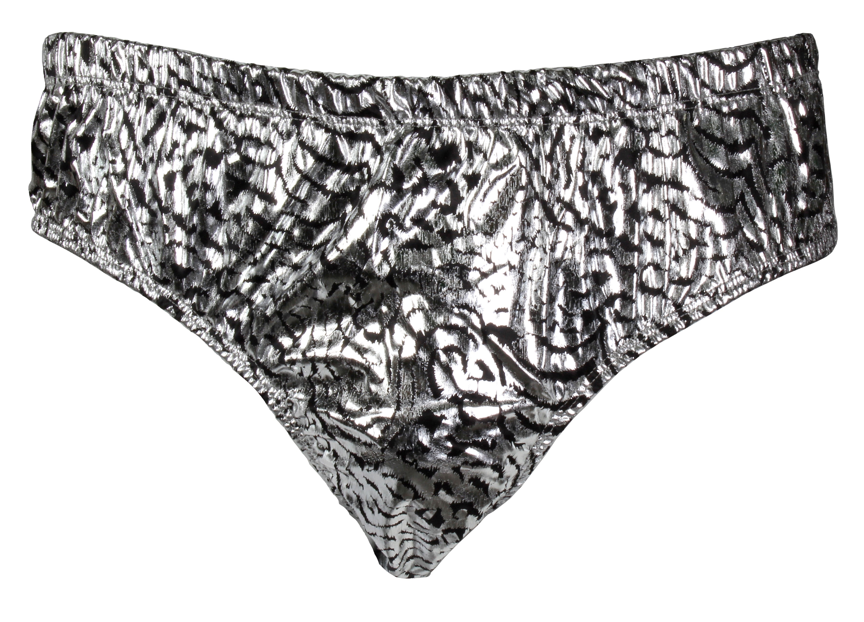 Intimo Mens Silver Tiger Animal Print Bikini Brief Underwear