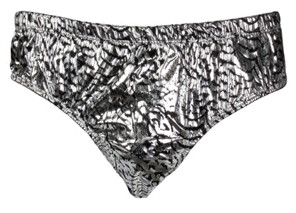 Intimo Mens Silver Tiger Animal Print Bikini Brief Underwear