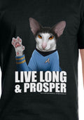 Star Trek Mens' Spock Cat Live Long And Prosper Crewneck T-Shirt