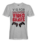 Men's V is For Video Games Shirt Funny Saying Gamer Valentine's Day Soft Style Ring Spun T-Shirt Tee