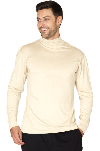 Intimo Unisex Mens Womens Silk Mock Turtleneck Long Sleeve Shirt