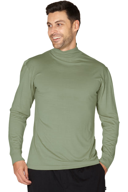 Intimo Unisex Mens Womens Silk Mock Turtleneck Long Sleeve Shirt