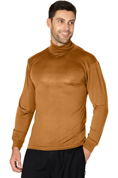 INTIMO Men's Silk Unisex Fold Over Turtleneck Long Sleeve Shirt