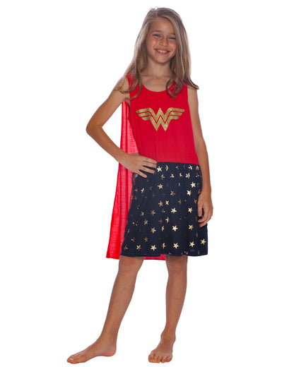 DC Comics Wonder Woman Girls Roller Derby Tank Gown with Cape (SM, 6/6X)