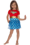 DC Comics Girls Wonder Woman Gold Foil Logo 3 Tiered Costume Pajama Nightgown
