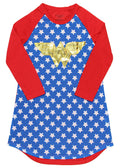 Wonder Woman Big Girls Raglan Gold Foil Nightgown