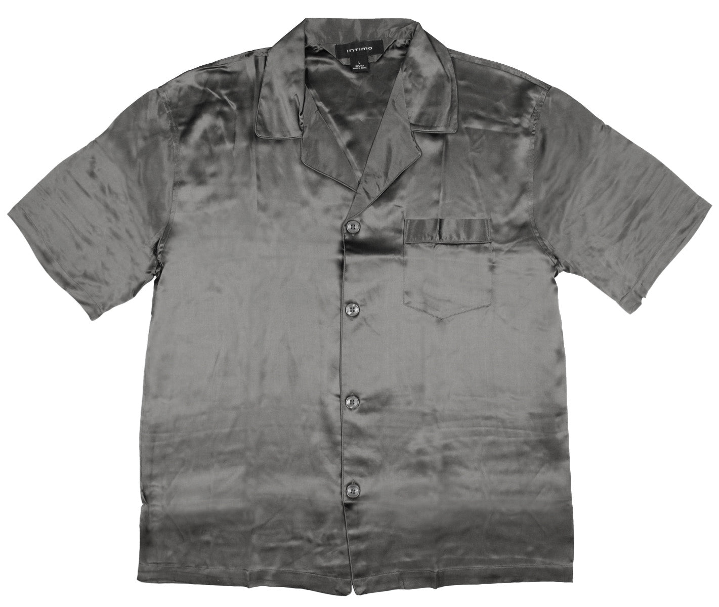 Intimo Mens Silk Button Up One Pocket Shirt