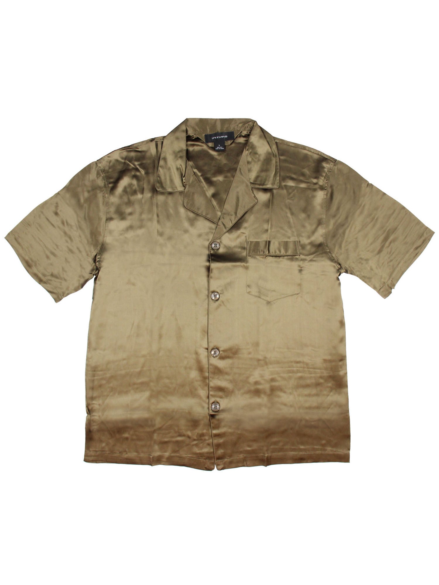 Intimo Mens Silk Button Up One Pocket Shirt