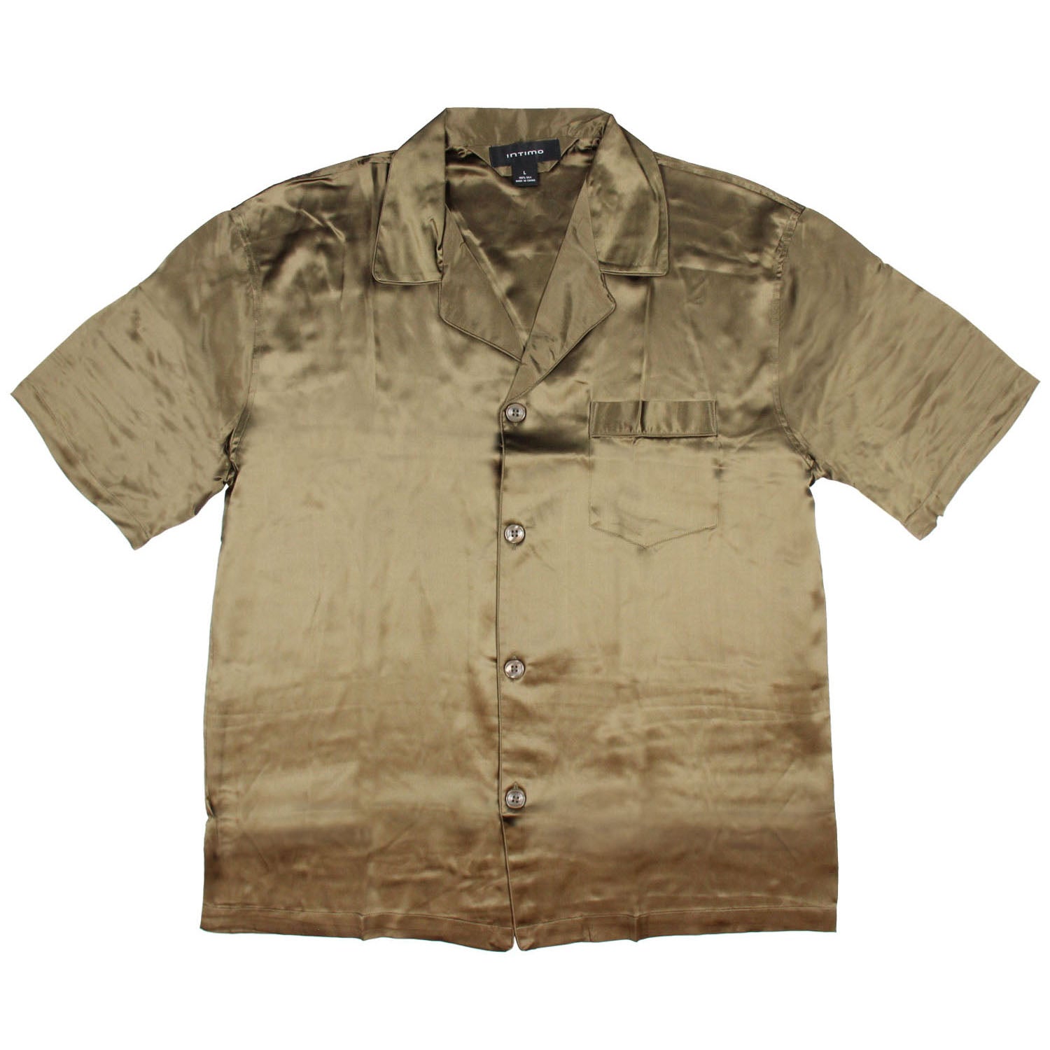 Intimo Mens Silk Button Up One Pocket Shirt