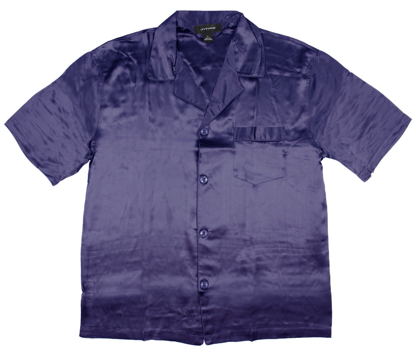 Intimo Mens Silk Button Up One Pocket Shirt