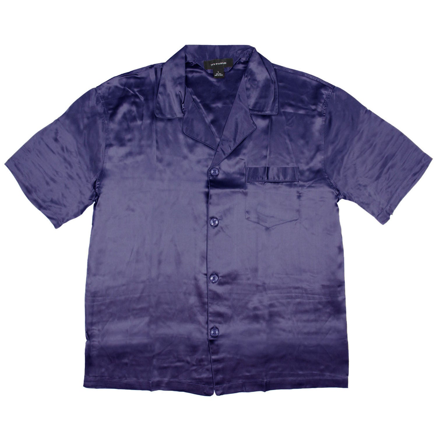 Intimo Mens Silk Button Up One Pocket Shirt