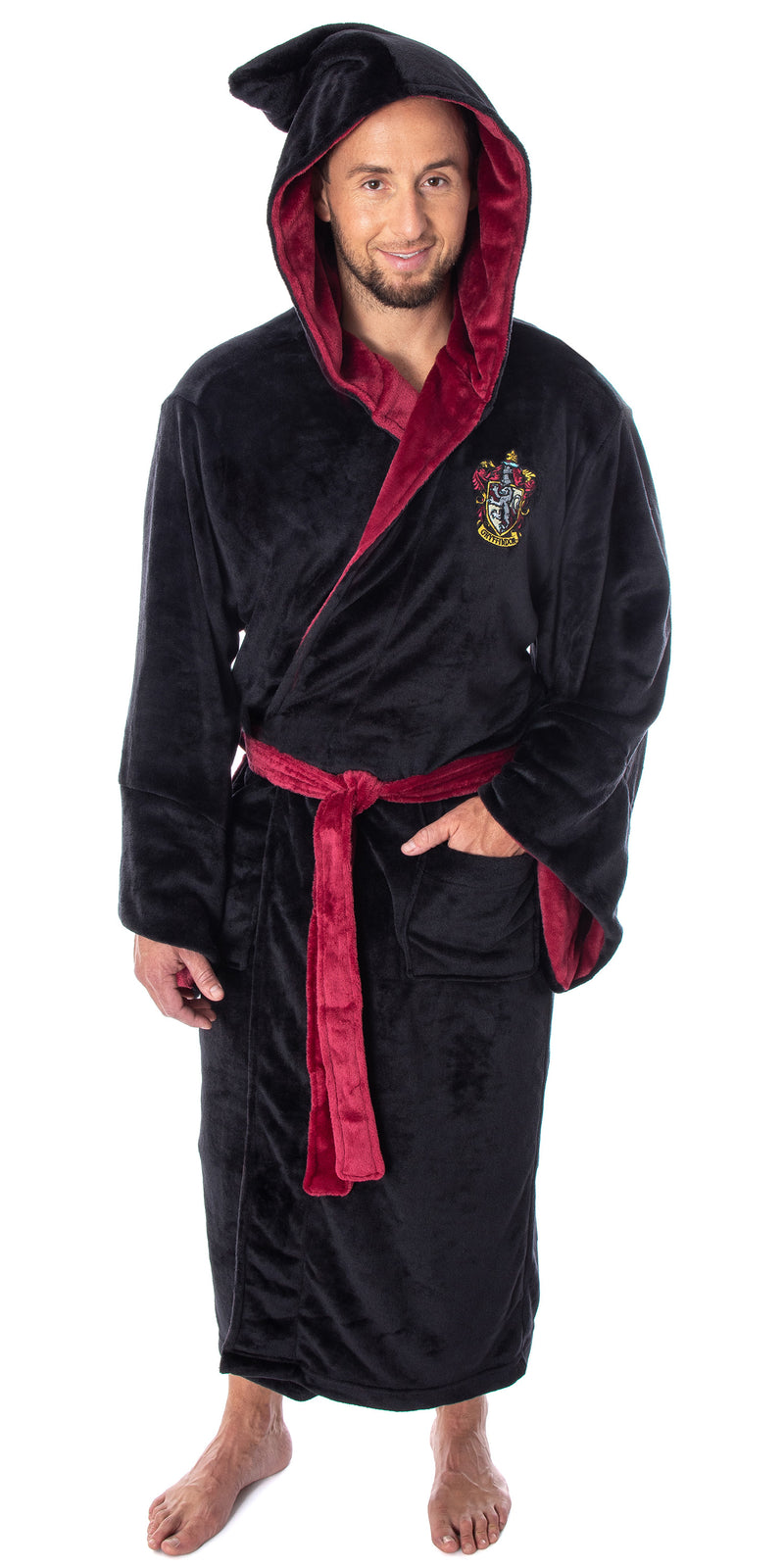 Harry Potter Adult Fleece Plush Hooded Robe - Gryffindor, Slytherin, Ravenclaw, Hufflepuff, Hogwarts